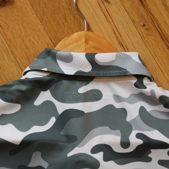 SHANKITGOLF Polo Shirt Men's M Black White CAMO All Over Print Performance Polo - Picture 7 of 9